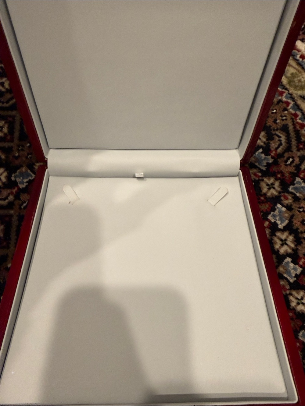 Red  wooden Jewelry Display Box with White Interior - Picture 5 of 9